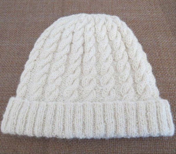 White Cable Beanie