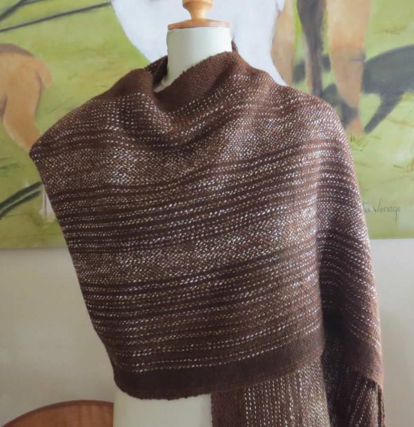 Chocolate and White Shawl