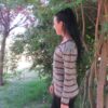 Chocolate stripey cardigan - Image 2