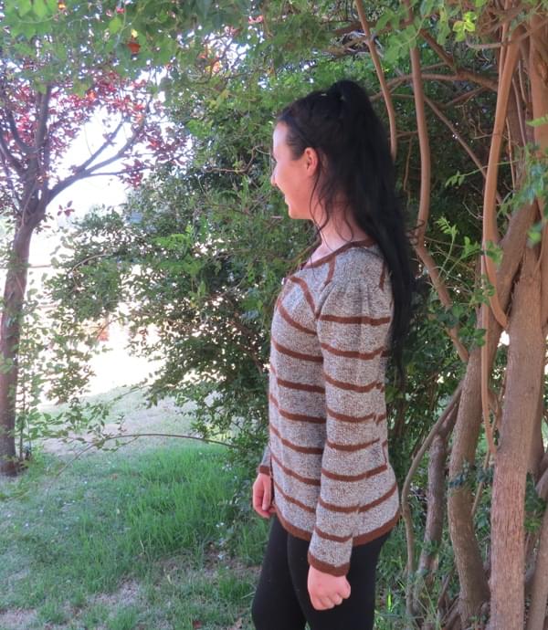 Chocolate stripey cardigan - Image 2